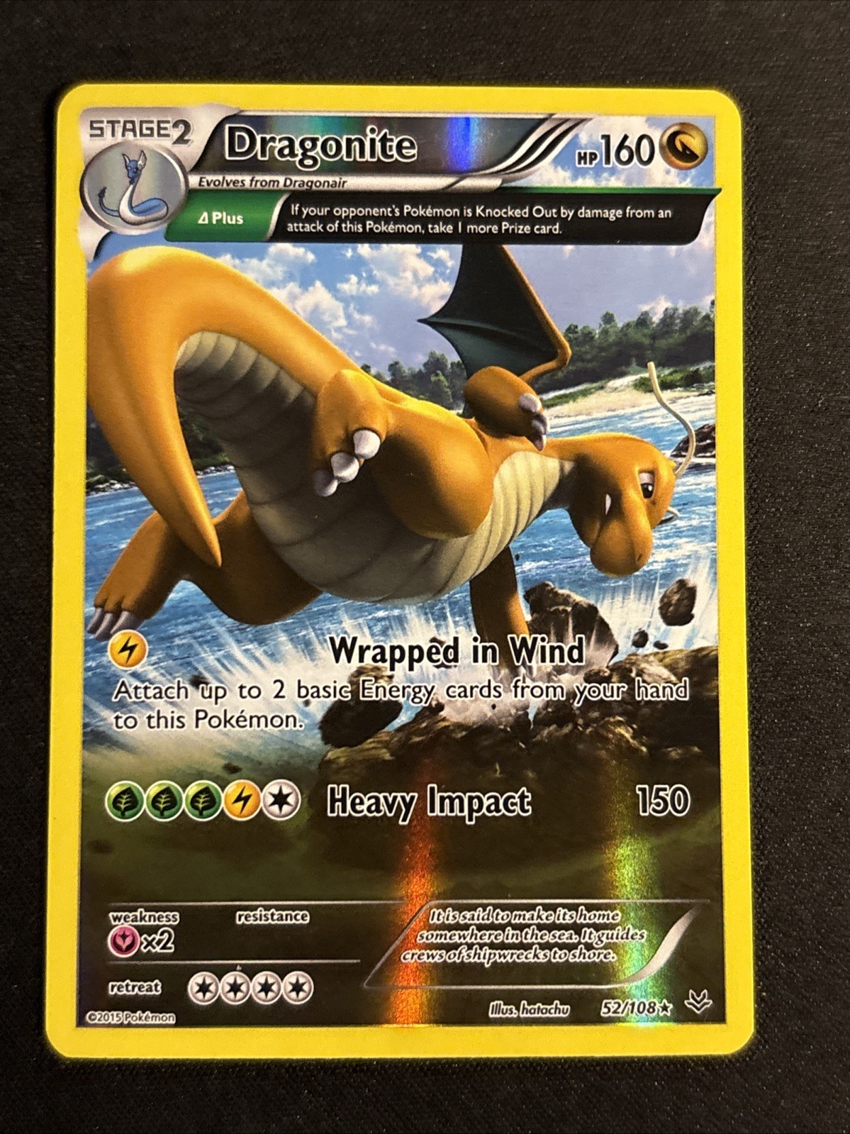 Pokemon 2015 XY Roaring Skies Dragonite #52/108 Reverse Holo LP