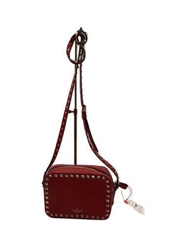 VALENTINO Garavani Rockstus Leather Red Solid Color