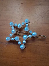Star Shaped Pearl Beaded Hair Clip White Gold for Women Teens Casual Party