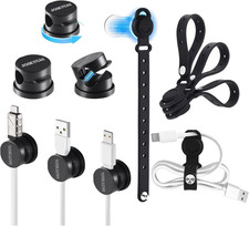 6 Desktop Cord Organizer Rotatable Spring 5 Magnetic Cable Clips Cord Holder for