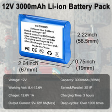 12v 3000mah Rechargeable Li-ion Battery Pack With 12v Dc Output For Diy Projects