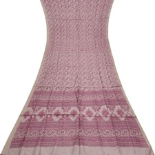 Namaste Vintage Pink Sarees 100 Pure Silk Printed Indian Sari 5YD Craft Fabric