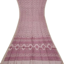 Namaste Vintage Pink Sarees 100% Pure Silk Printed Indian Sari 5YD Craft Fabric