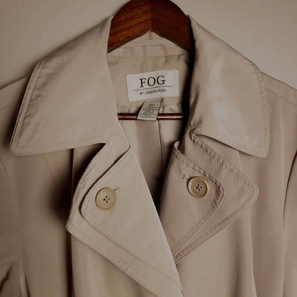 Gabardina London Fog para mujer XL con cinturón 3/4 longitud media color tostado impermeable otoño ciudad Foto 3 de 4