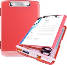 Red Clipboard with Storage 8.5x11 A4 Heavy Duty Nursing Office Work Folder