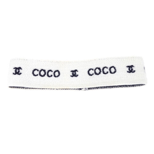 CHANEL COCO CC Logos Headband Wristband 2et Hair Accessories White 70374
