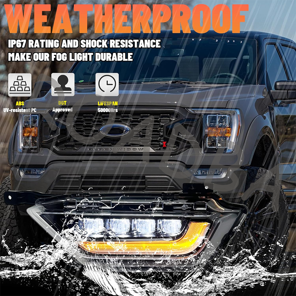 Pair LED Projector Fog Lights w/ Turn Signal DRL For 2021-2023