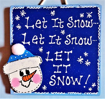 LET IT SNOW SNOWMAN SIGN Wall Art Hanging Plaque Winter Seasonal Door ...