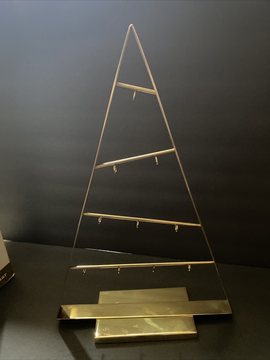 Crate & Barrel A Frame Ornament Metal Tree Gold 16” Inch Holds 10