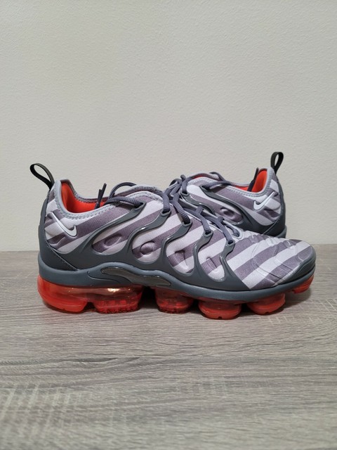 air vapormax plus wolf grey white  and  orange