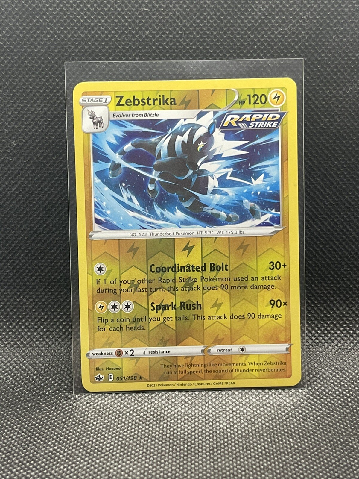 2021 Pokemon, Chilling Reign, #51/198 Zebstrika, Reverse Holo Rare