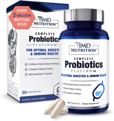 Complete Probiotics Platinum - W/Prebiotics and Probiotics for Digestive Heal...