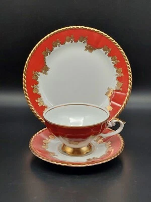 RW Rudolf Wächter Jugendstil Prunkgedeck Kaffeegedeck Sammeltasse Teegedeck  - Bild 1 von 4