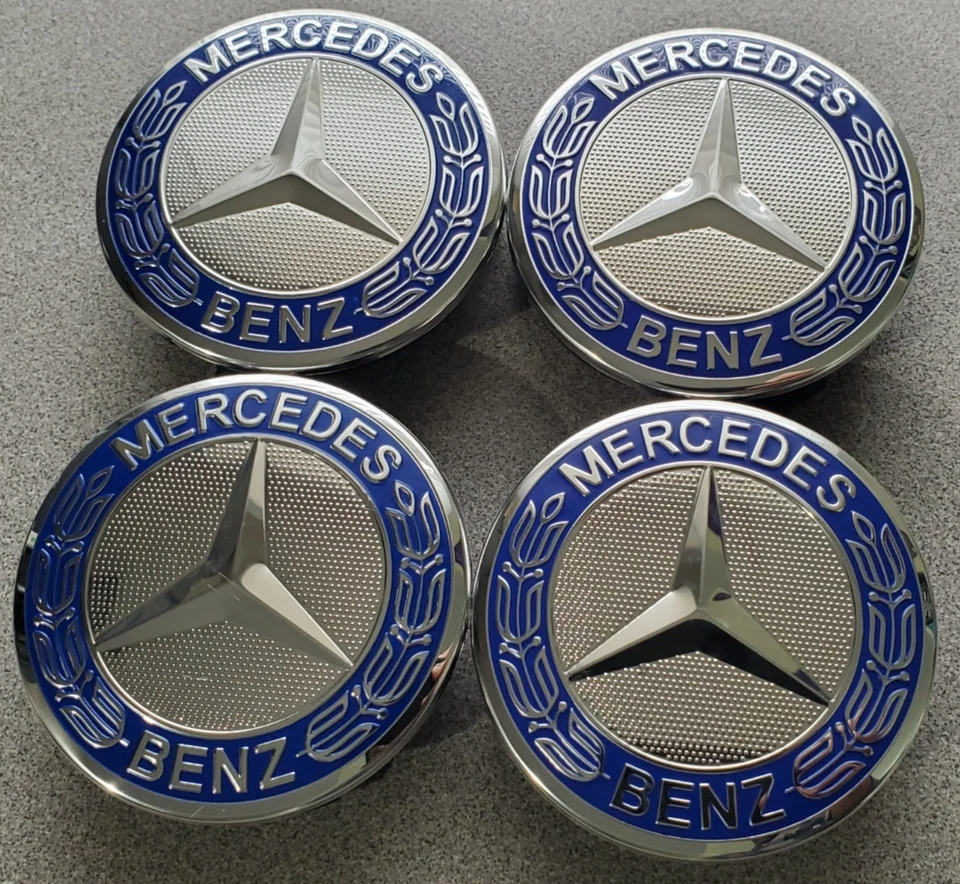 Set of 4 75MM Wheel Center Rim Caps Hubcaps for Mercedes-Benz AMG Blue Wreath - Image 2 of 4