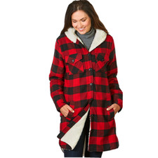 The Boyfriend Jacket Red/black Buffalo Plaid Sherpa Madison Taylor Nwt Juniors L