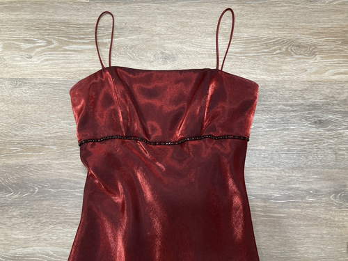 VTG Blondie Nites 90s Empire Maxi Dress Sz 9 Prom Corset Red Fairy Glam READ - Bild 3 von 18