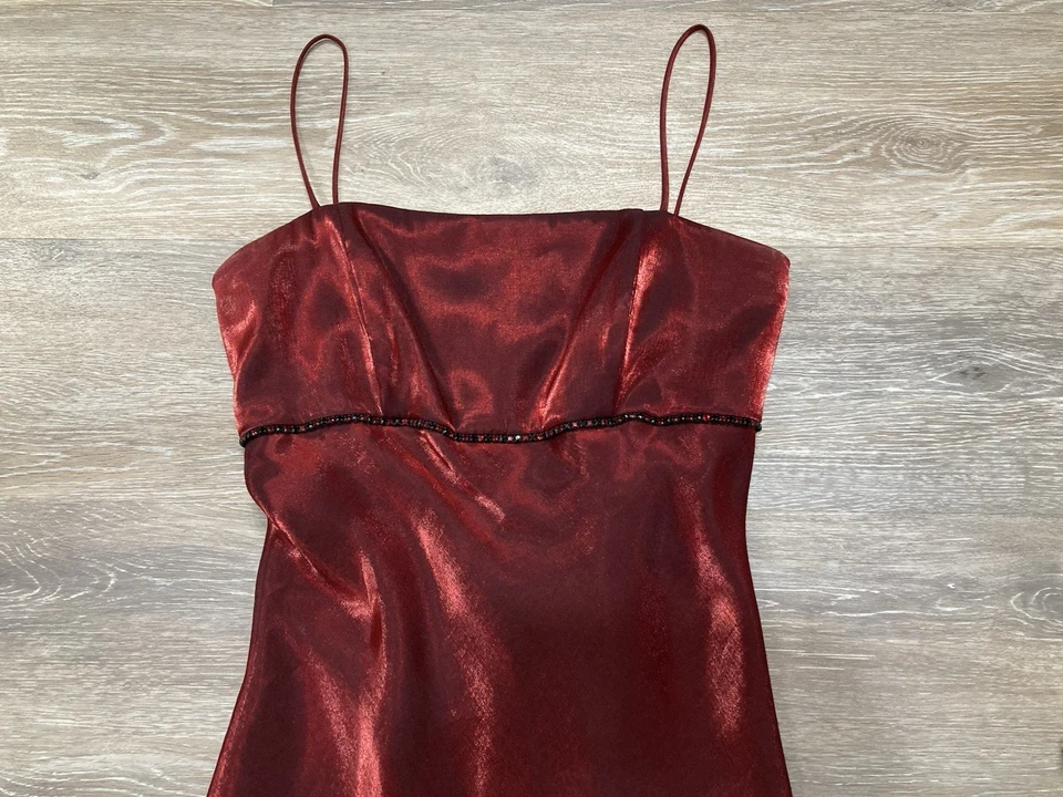 Maxi Vestido De Colección Blondie Nites Imperio Años 90 Talla 9 Baile de graduación Corsé Rojo Hada Glamour LEER Foto 3 de 4