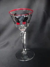 Libbey Clear Glass Red Rim Pickwick (3001) Liquor Cocktail/Martini Glass EUC