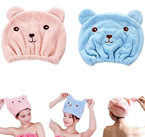 2 Pièces Lot Bonnet De Éponge Épais Serviette Séchage Rapide