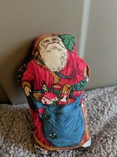 SANTA CLAUSE W/SACK OF TOYS VTG XMAS TREE ORNAMENT CLOTH