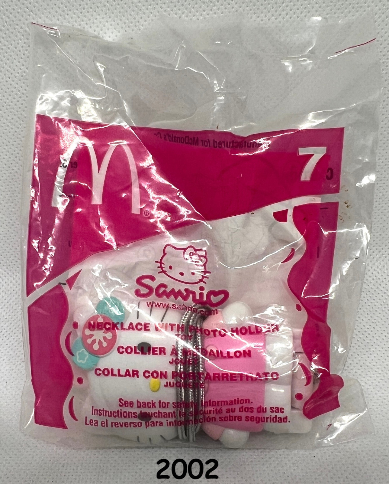 NECKLACE with PHOTO HOLDER toy #7 HELLO KITTY Sanrio McDonald's McD (2002) *NIOP