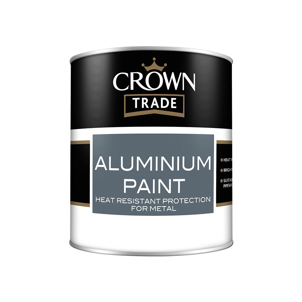 Crown Trade Aluminium Paint, Heat Resistant Protection for Metal, 1L