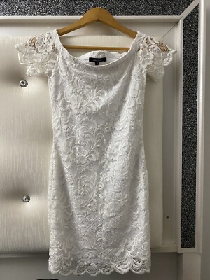 Ambiance White lace off the shoulder mini dress, juniors small