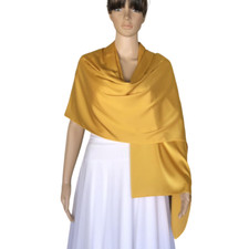 Gold Silk Shawl. Handmade Long Scarf. Wrap Scarf. Fashion Scarf.