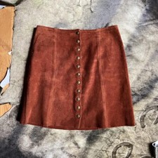 Vtg 70s rustic orange suede Leather mini skirt by redman usa Sz medium