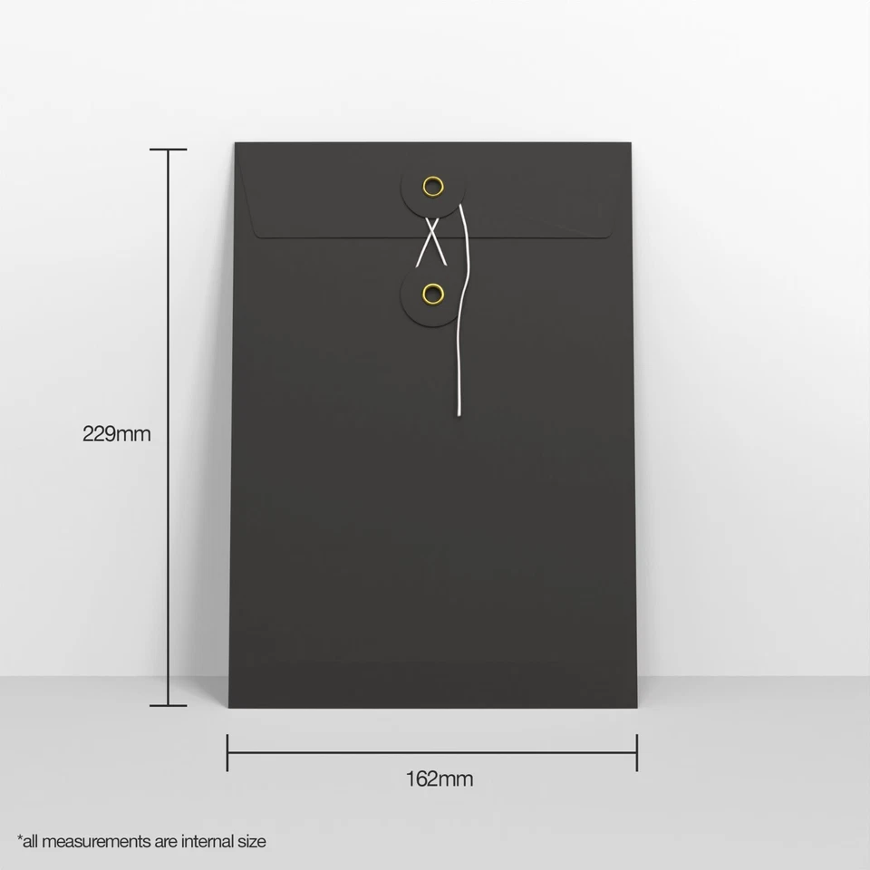 ALL SIZES BLACK String & Washer Envelopes Button Tie Fast&Free Delivery - Image 3 of 4