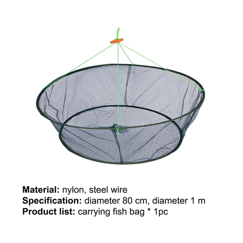 1/2PCS Foldable Drop Fishing Landing Net Trap Cage Prawn Bait Shrimp Pond Mesh - Picture 7 of 13