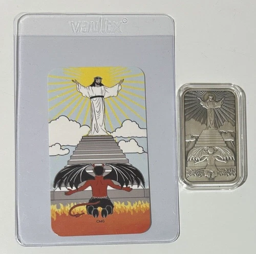 CMG Mint Good Consumes Evil 1 Troy Oz .999 Silver Antiqued Art Bar With COA 2023