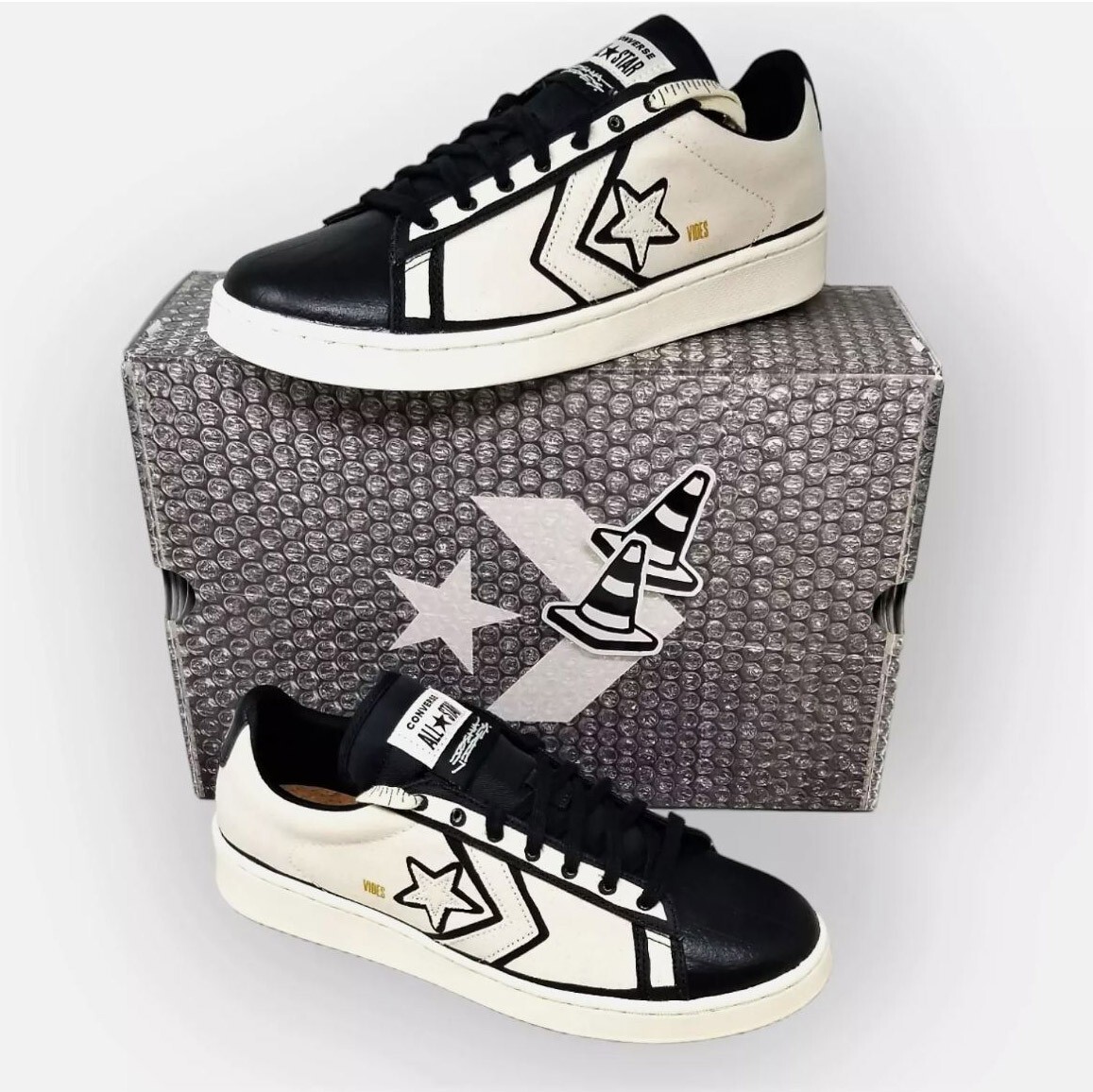 Converse x Joshua Vides PRO LEATHER OX Size 11 Natural Ivory/Black