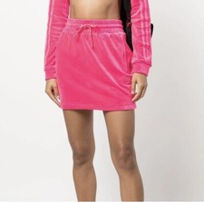 adidas X Jeremy Scott Velour Solar Pink Track Mini Skirt Sz M NWT