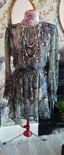 Vintage style steel blue cream snakeprint occasion dress size 12 River Island 