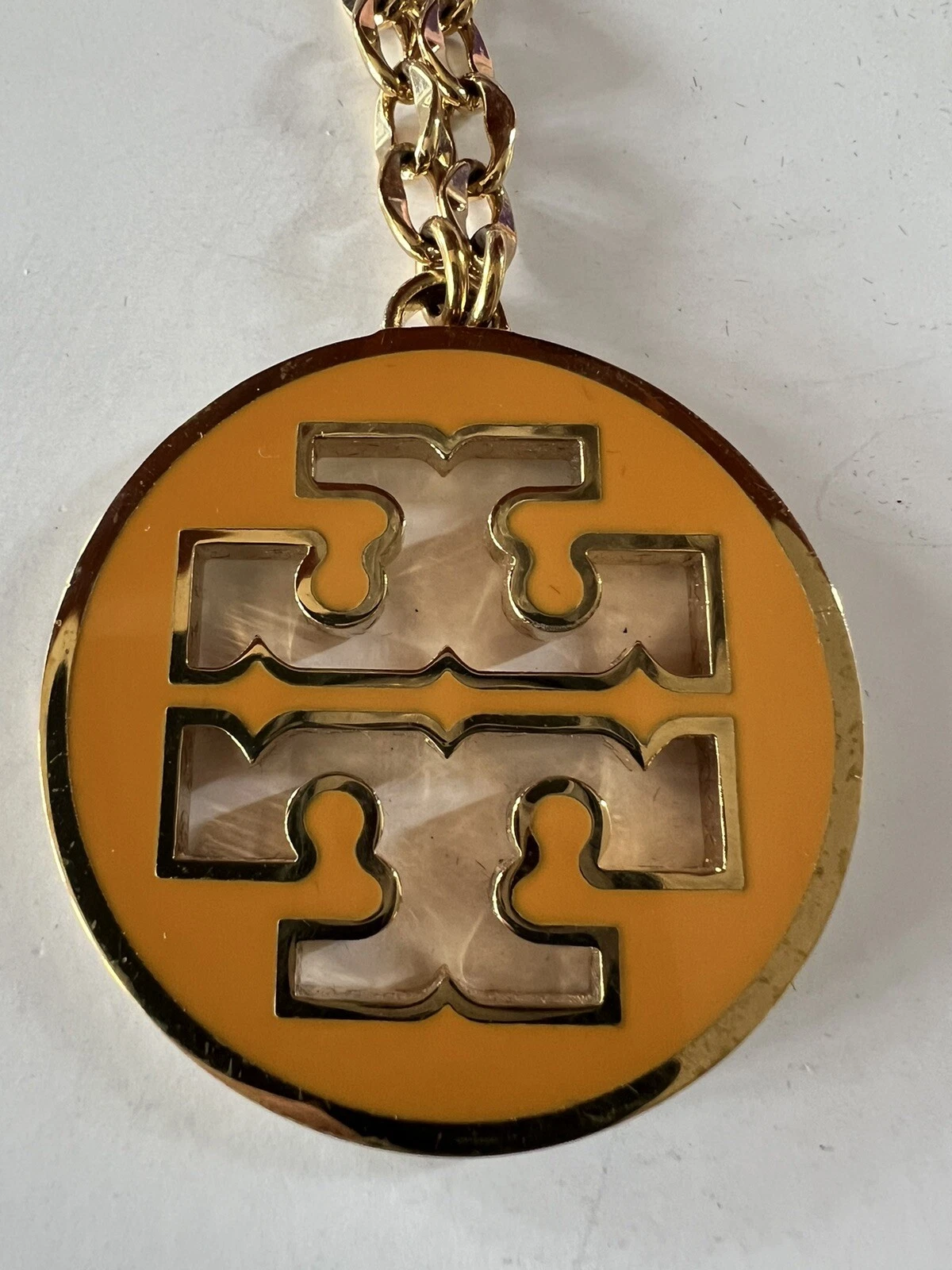 Bella Collana Ciondolo Ciondolo Logo Tory Burch 37"" Colore Oro Arancione