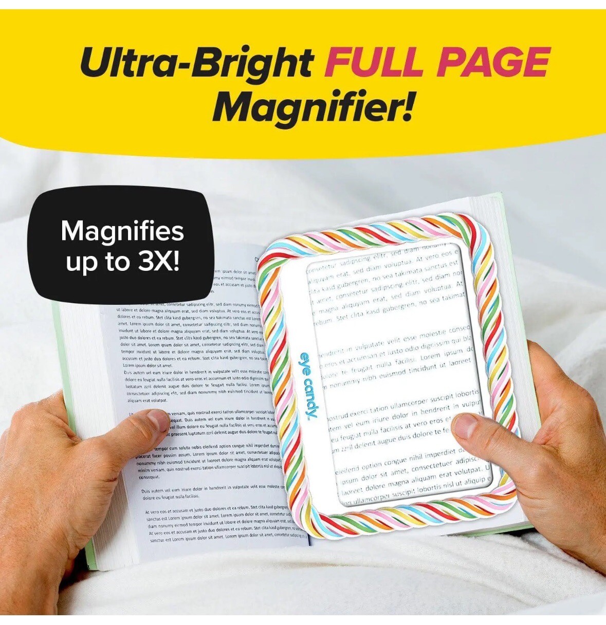 Eye Candy UltraBright FullPage Magnifier, As Seen On TV, Magnifies Up
