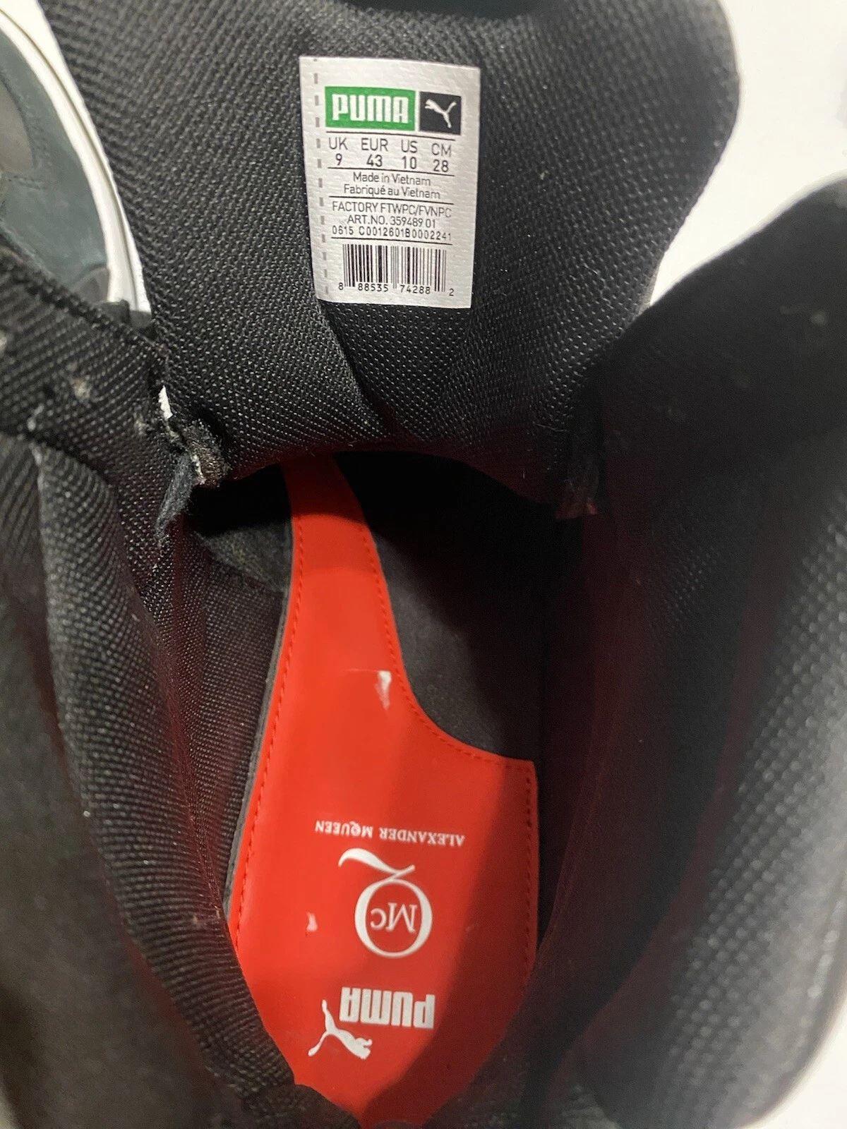 Sneakers Alexander McQueen X Puma uomo nere pelle lacci alti taglia US 10