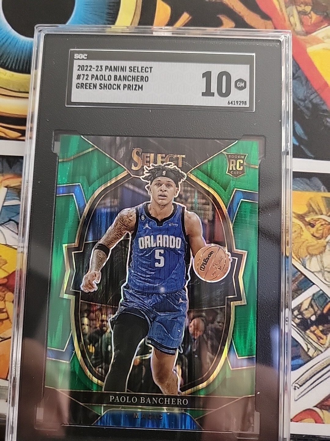 22-23 Panini Select Concourse Green Shock Prizm #72 Paolo Banchero SGC 10  (RC)