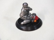 vintage GEORGE GOOD clown on a wood base in red hat balancing ball with his feet