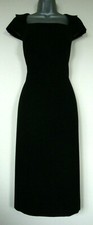 HOBBS 10 38 £269.00 DESIGNER BLACK WOOL VINTAGE MADMEN MIDI DRESS WORK OFFICE
