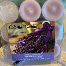 Colonial Candle Tea Lights French Lavender Set Of 9 New In Box