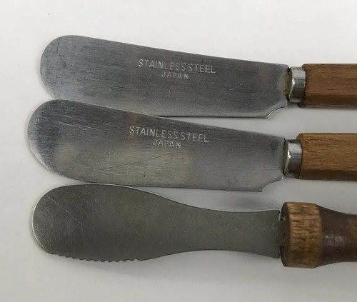 Mid-Century 12 Mini Cocktail Knives Forks Barware Wood Handles Stainless Japan - Picture 9 of 9