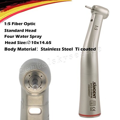 SANDENT Dentale Manipolo 1:5 LED a fibra ottica contrangolo anello rosso CE
