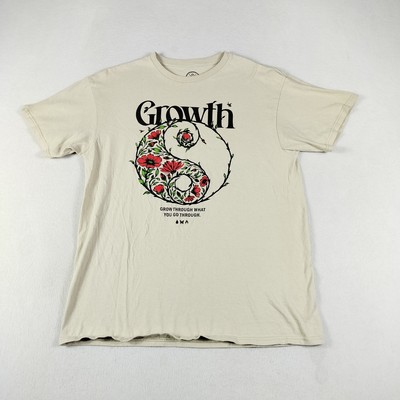 ODM Shirt Mens Large Growth Graphic Floral Yin Yang Inspirational Quote Tee