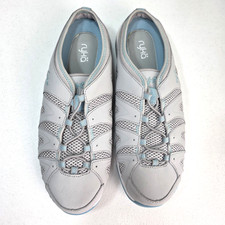 Ryka Tangie Walking Shoe Mule Size 11 M Slip On Leather Mesh Fishermule Gray New