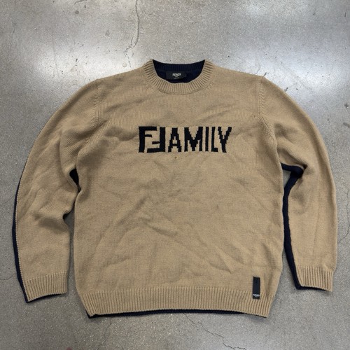 Fendi Family Sweater Wool Colorblock Sweater Men’s Size 50 Size Large