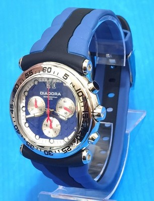 diadora watch swiss chronograph, big date H12, + 1 strap born blue black