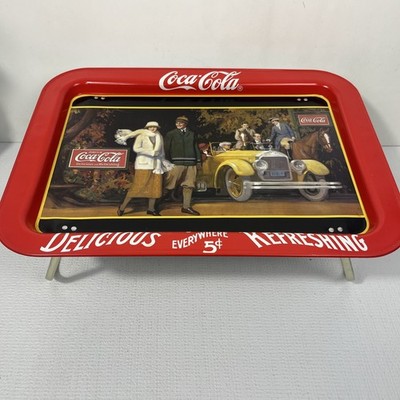1987 Coca-Cola Coke Brand Tray  Touring Car  Licensed Repro 1924 Poster Art 17 