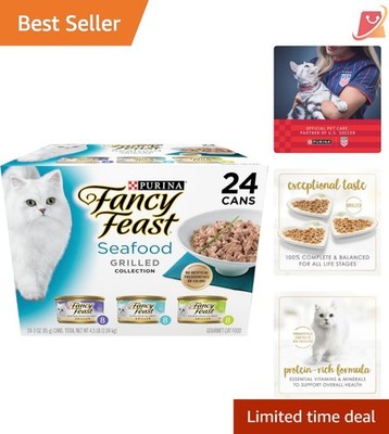 Wet Cat Food Seafood Collection High-Quality Meat 24 Pack 3 oz